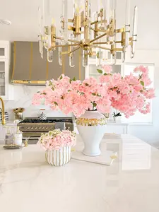 Artificial Silk Pink Cherry Blossom Stem (Pack of 2 Stems)