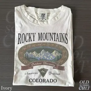 [Sale Up To 50%] + [Free Ship] Comfort Colors Vintage Rocky Mountains Colorado T-Shirt, Outdoor Discovery Graphic Tee, 90s Mountain Hiking Shirt