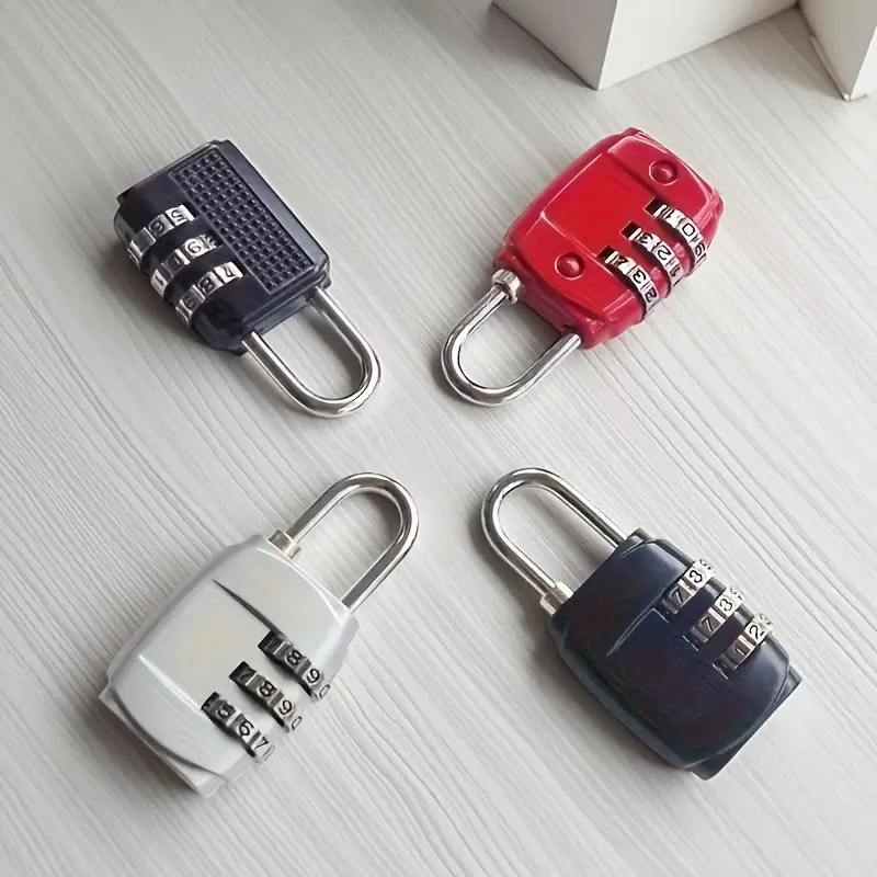 4-Pack Heavy-Duty Combination Padlocks with 999 Combos, Zinc Alloy 3-Digit Code Locks, Sturdy Metal Shackle Locks for Various Uses, Number Lock