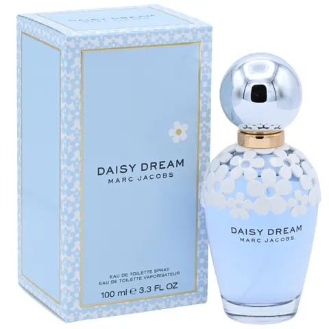 MARC JACOBS Daisy Dream Women's Full-Size EDT Floral Perfume - 3.3 fl oz (3.4 oz Equivalent), New In Box, Elegant Jasmine Fragrance, Grapefruit Zing, Sweet Fruit Undertones, Airy Light, White Wood Musk, Coconut Water Base, Everyday Wear