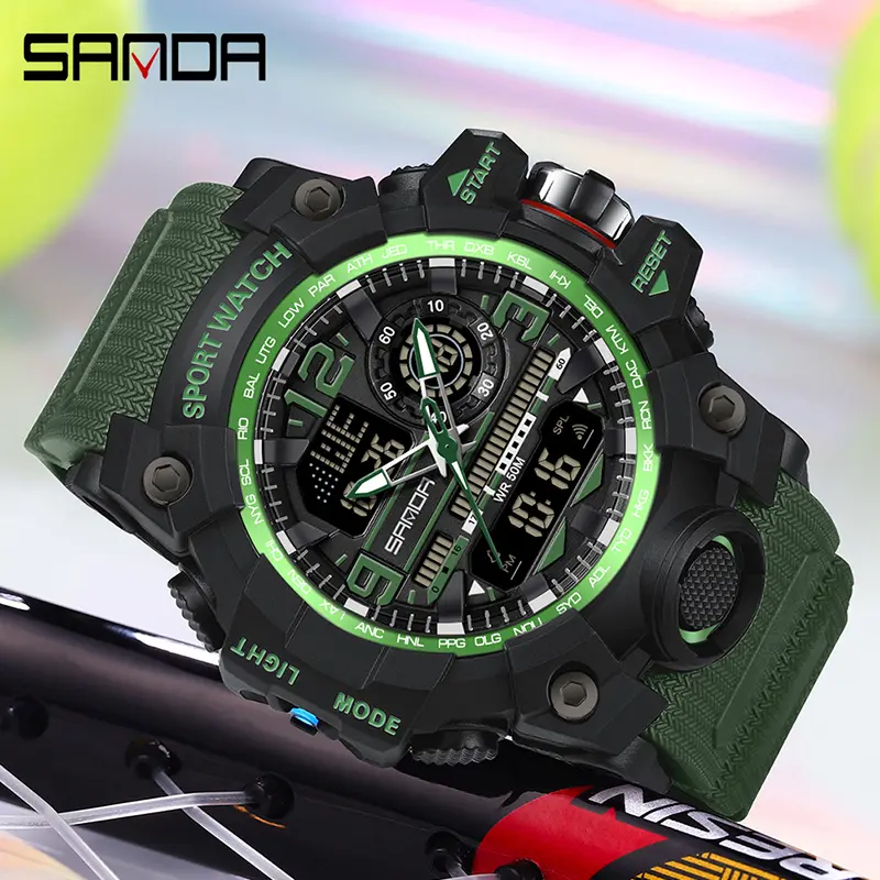 Men's Fashion Rugged Analog-Digital Dual-Display Casual Wristwatch with Chunky Case for Daily Urban Wear, Analog Digital Wristwatch, Trendy Multifunctional Watch, Rugged Look, Analog Digital Quartz, Modern Trendy Watch