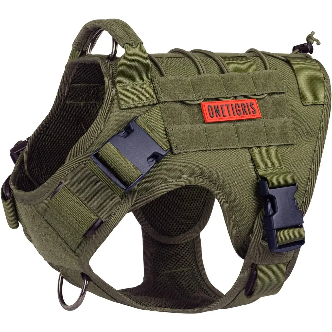 Onetigris Dog Harness, Tactical Dog Harness No-Pull Breathable Adjustable Pet Vest with Handle for Outdoor Walking(Ranger Green,Small) OneTigris