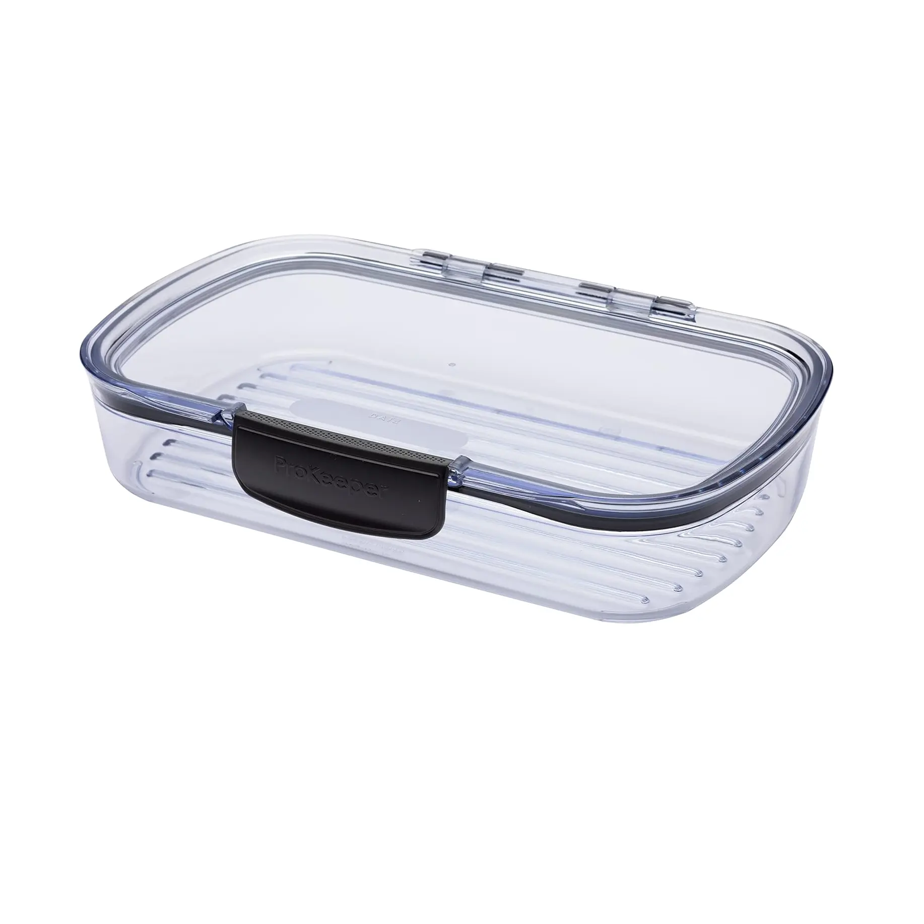 Progressive International 7 Cup Deli Prokeeper+ Air Tight Silicone Sealed Food Storage Container with Clear Dry Erase Compatible Lid, 11.89 Inches Long