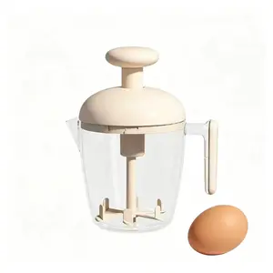 Press-Type Manual Egg Beater Cup, Multifunctional Hand Mixer for Egg Whisk, Cream Frothing, and Baking, Large Capacity Kitchen Tool