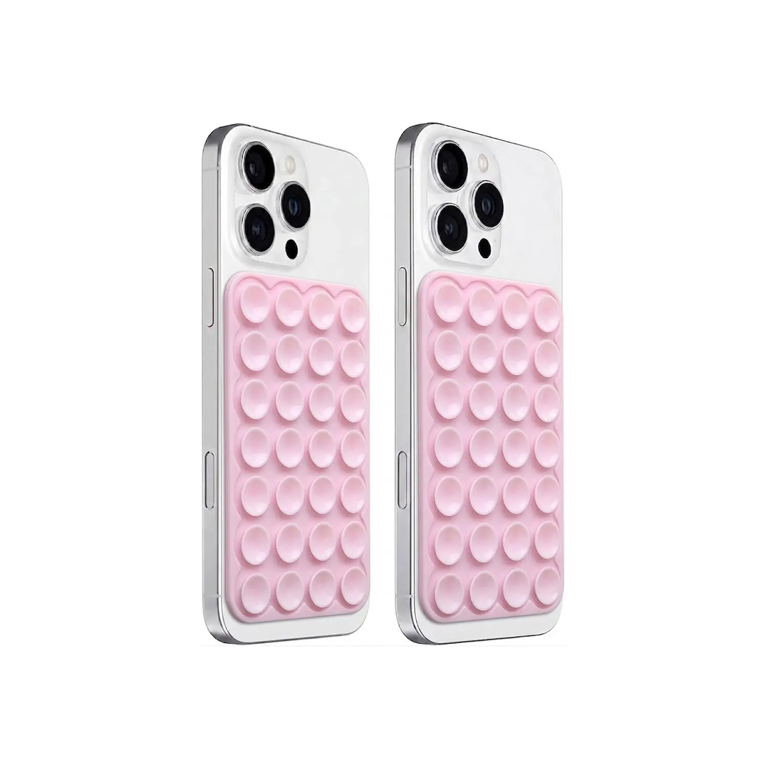 2/4Pack Silicone Suction Grip Phone Case Mount, Adhesive Smartphone Stand, Hands-Free Holder for Selfies & Videos (Black, White, Translucent, Light Pink) Mother's Day Gift