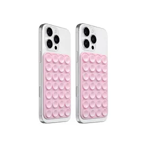 B-2/4Pack Silicone Suction Phone Case Mount, Silicon Adhesive Smartphones Stand Sticky, Hands-Free Phone Accessories Holder for Selfies and Videos (Black & White & Translucent & Light Pink) mothers day mug outdoorfun
