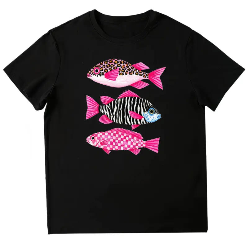 Preppy Coastal Fish Shirt, Pink Tropical Fish Beach Tee, Girly Summer Ocean Graphic T-Shirt