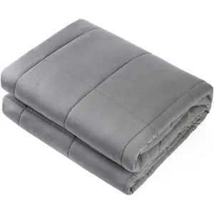 Adult Weighted Blanket  Size (15lbs 60"x80") Heavy Blanket with  Glass Beads, (Dark Grey