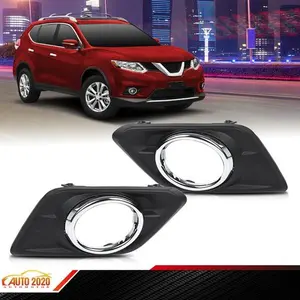 Fit For 2014-16 Nissan Rogue Left & Right Fog Light Lamp Cover Bezels w/ Chrome
