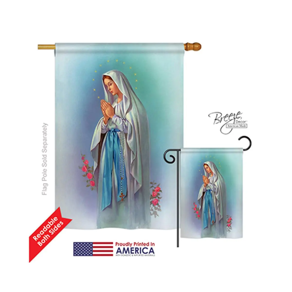 Our Lady of Grace Religious 2-Sided Vertical Impression House Flag, 28x40 in Synthetic Eco-Friendly Artwork Banner for Home Outdoor Festive Decor