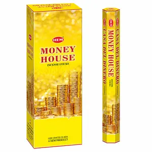 HEM Money House Incense Sticks, Pack of 6 Boxes (120 Total Sticks), Ideal for Meditation & Ritual Cleansing