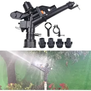Agricultural large-field irrigation boom sprinkler, 1.5-inch plastic automatic rotating nozzle, garden landscaping and construction site dust control and cooling