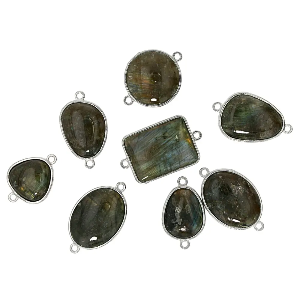 JTV Double-Sided Labradorite Connectors, 22-30mm, Set of 8 for Jewelry DIY