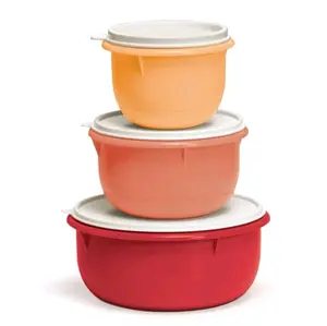 Tupperware 3-Piece Multipurpose Mixing Bowl Set for Food Storage and Preparation in Vibrant Colors