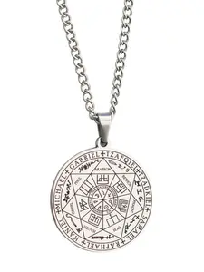 Stainless Steel Necklace Pendant, Seven Angels Magic Array Round Charm, Men's Jewelry, All Seasons Party Style, Alloy Chain Material