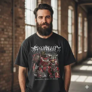 Sanguinius Guide Our Blades T-Shirt, Blood Angels Space Marine Graphic Tee, Grimdark Sci-Fi Shirt for Warhammer Fans and