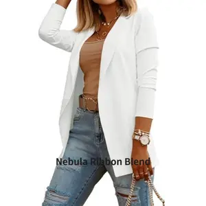Women's Casual Long Sleeve Blazer Solid Color Knitted Blazer Work Office Open Front