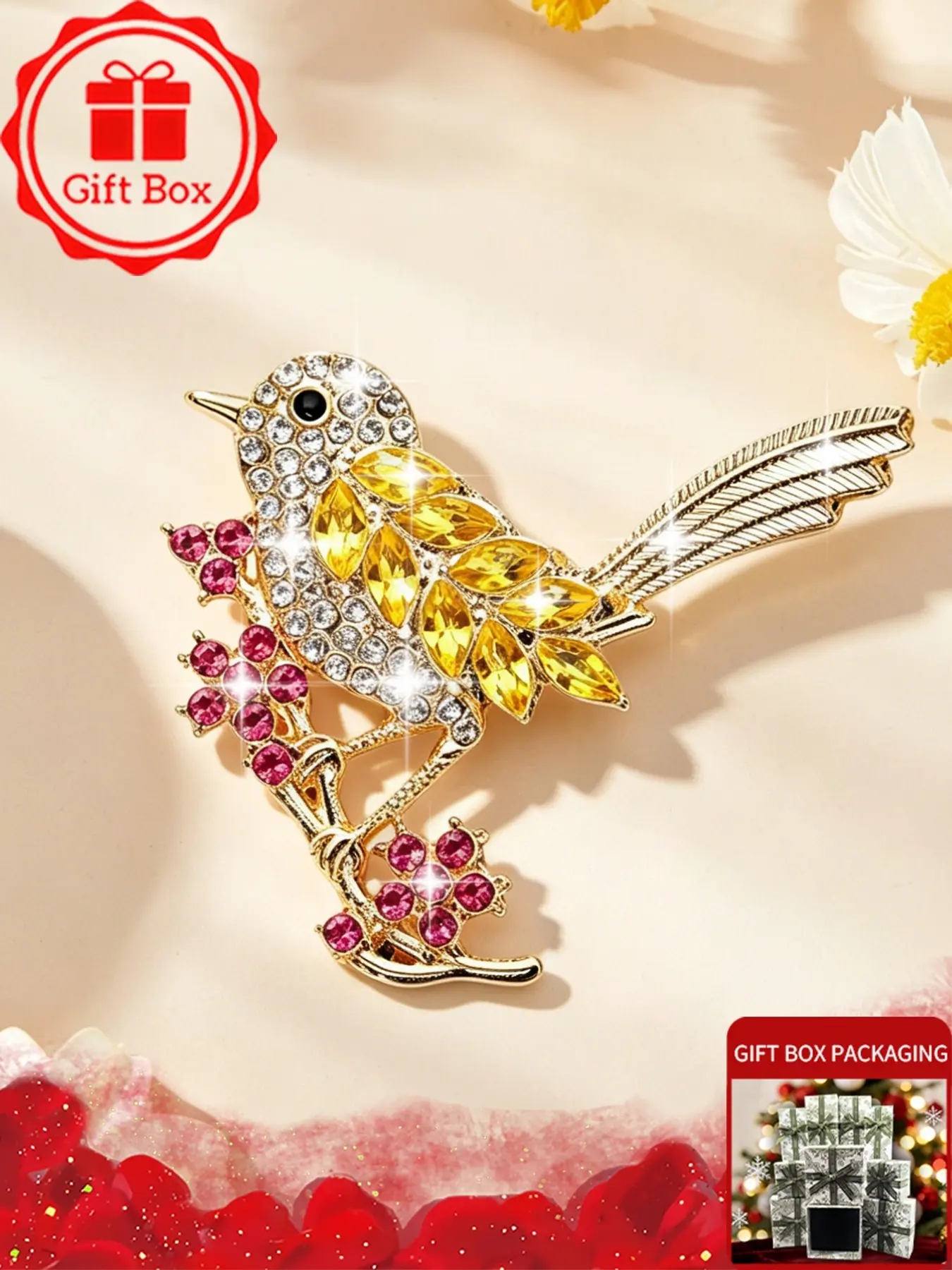 Bird Shape Brooch, Brooch Pin, with gift box, 2026 spring and summer new style, wearing at banquets and holidays, also be used as an accessory for autumn and winter sweaters and coats, perfect as a birthday gift for family, friends and couples