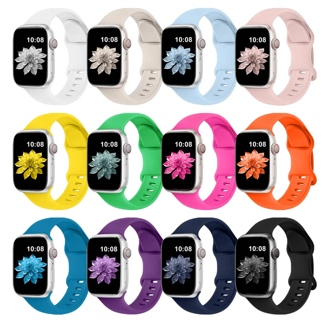 12Pack Sport Bands Compatible with Apple  40mm-49mm for Women Men Durable Soft Silicone  with Storage Case for iWatch Ultra Series 10-4 SE Holiday Seasonal Set Strap Watch wearable tech accessory gps navigation smart watch siliconewatch