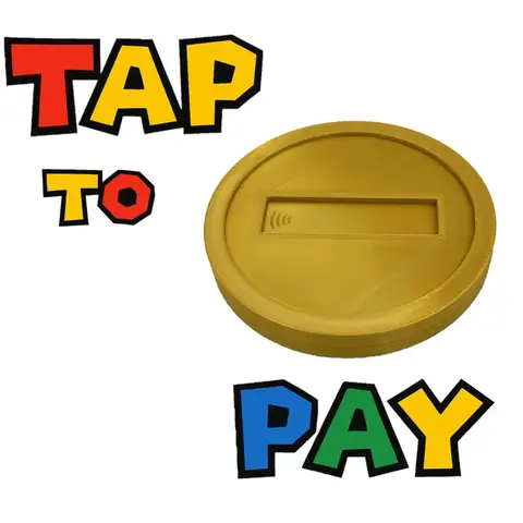 Mario Coin Super Mario 3D Printed Tap-to-Pay Coin  Contactless/ Card Holder Retro Gold Coin,NFC Payment, Secure Hidden Slot Credit Card Protector Sleeve, Nostalgic Gamer Gift for Daily Commute & Shopping, Vintage Gold