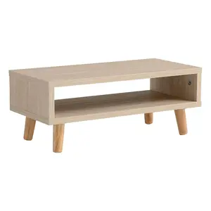 Desk Riser with Wood Legs, Natural Wood Grain Finish, 9.0in Width.