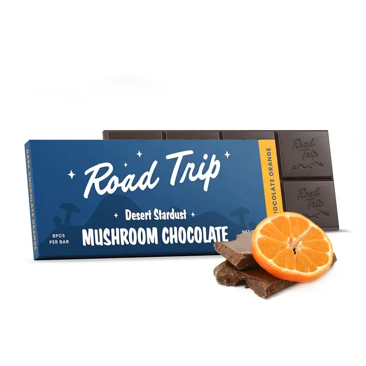 Road Trip Mushroom Chocolate Bar Dark Chocolate Orange 1 Ct For Enhanced Energy & Focus Road Trip Mushroom Chocolate Bar Dark Chocolate Orange 1 Ct For Enhanced Energy & Focus