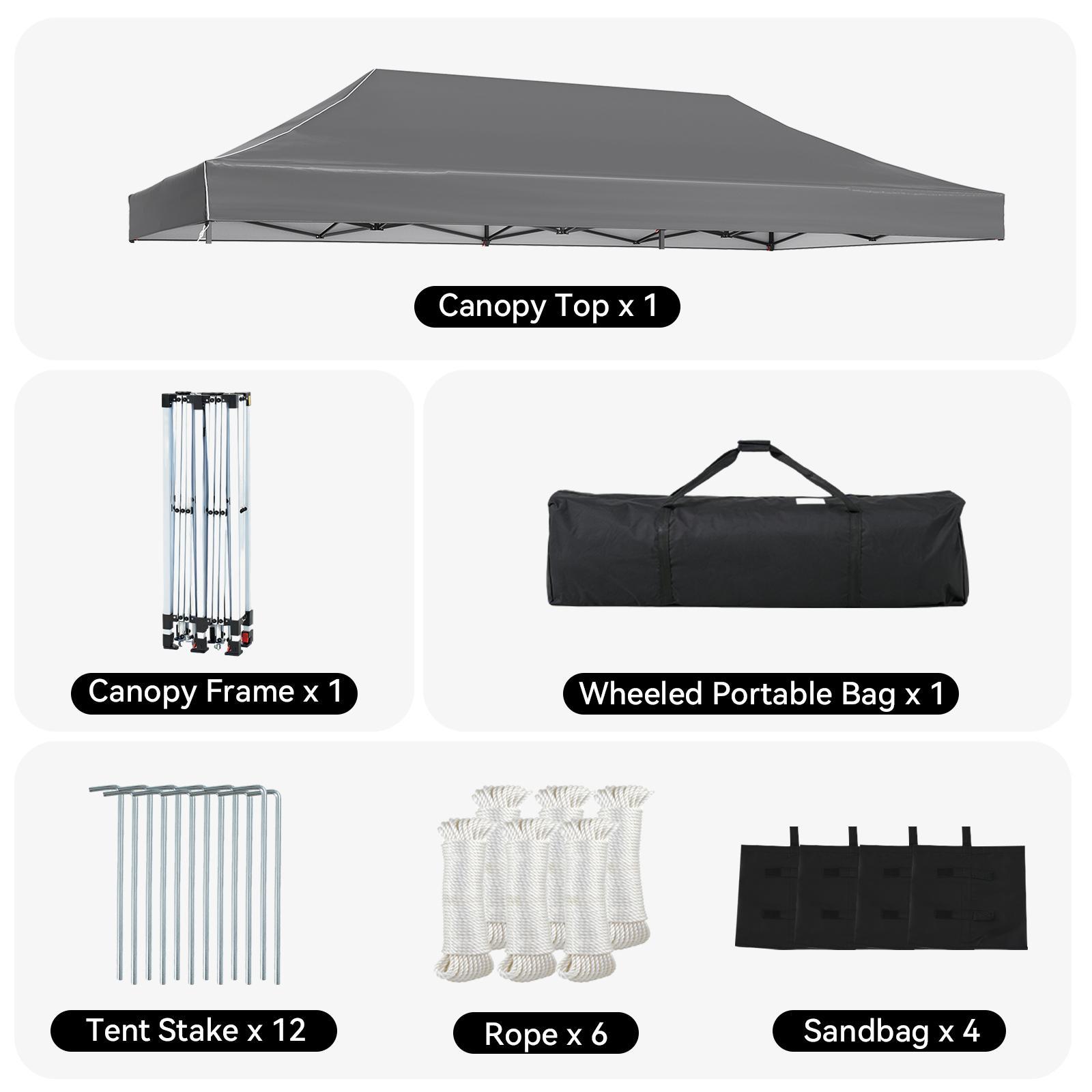 Aoxun Pop Up Canopy Tent, 10x10/10x15/10x20, UPF 50+ Waterproof Outdoor Gazebo, Includes Roller Bag & Sand Bags