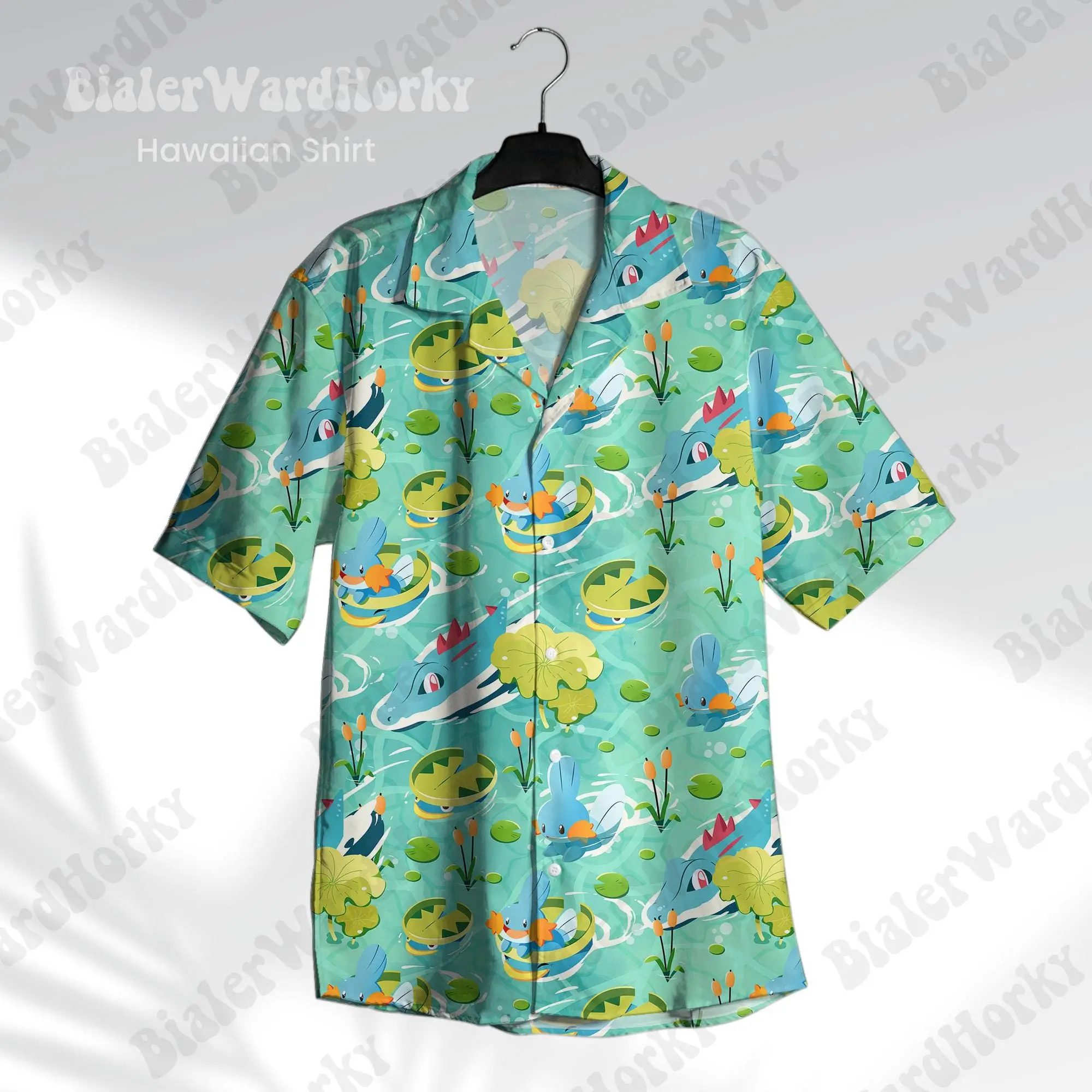 Water Character Hawaiian Shirt: Mudkip Anime Aloha Shirt HG