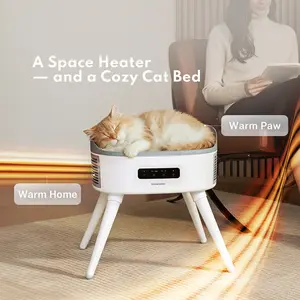 Pet-Friendly Space Heater with Heated Cat Bed & Air Filtration All-Season Comfort Quiet Safe Electric Warmer for Home Cats & Small Dogs