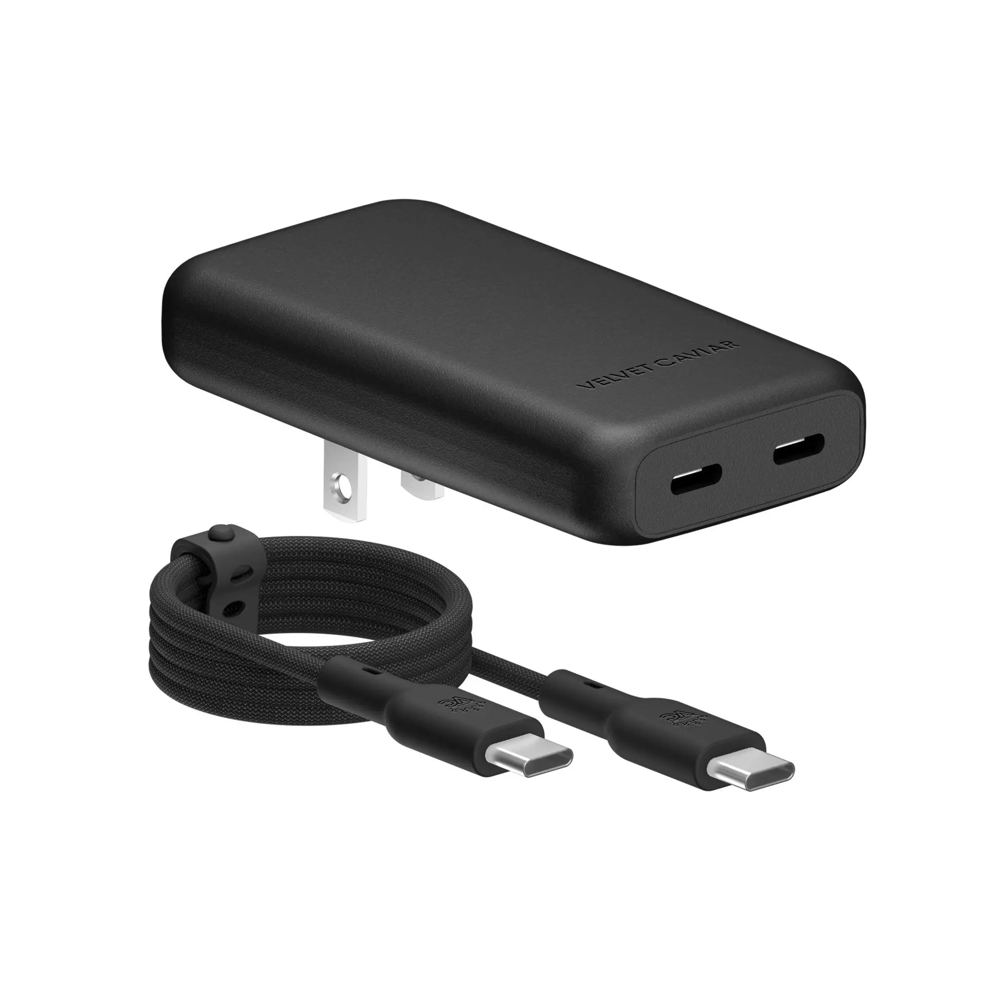 Black Fast Charging Set, Dual Port Wall Adapter + 6ft USB-C Cable Black Fast Charging Set, Dual Port Wall Adapter + 6ft USB-C Cable