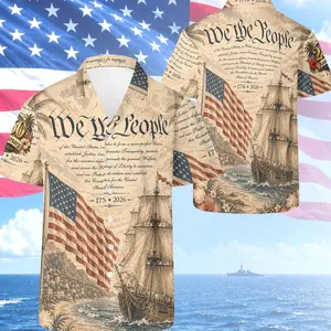 Happy 250th Anniversary Freedom Liberty Hawaii Shirt Retro 4th Of July Hawaiian Summer Shirt Patriot USA Flag Button Down Shirt Independence Day CG4