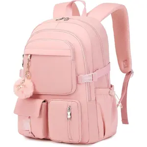 GJ-L-CPB009  Laptop Backpack 15.6 Inch Kids Elementary Middle High School Bag College Backpacks Anti Theft Travel Back Pack Large Bookbags for Teens Girls Women Students (Pink)
