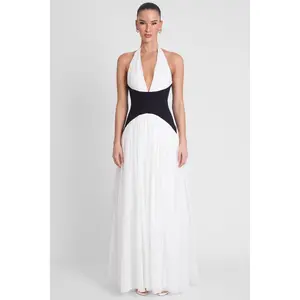 Harlowe Contrast Corset Maxi Dress - Black & White