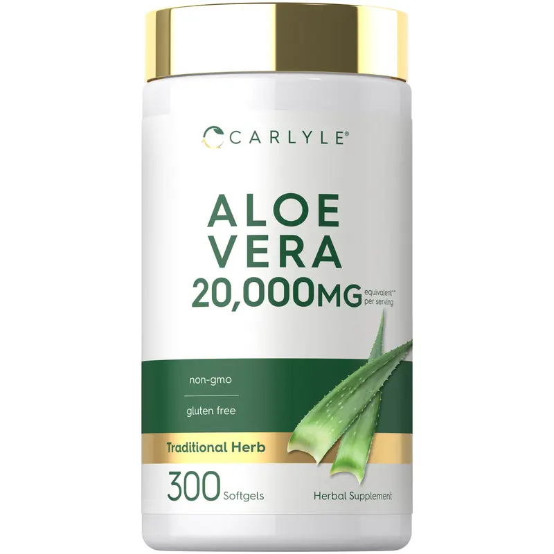 Carlyle Aloe Vera Softgel Capsules 20,000mg | 300 Count | Aloe Vera Gel Supplement | Non-GMO, Gluten Free