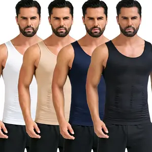 Menswear Men's High-Waisted Smooth Vest, Stomach Compression Undershirt, Elegant Gynecomastia Tummy Control Workout Tank Top