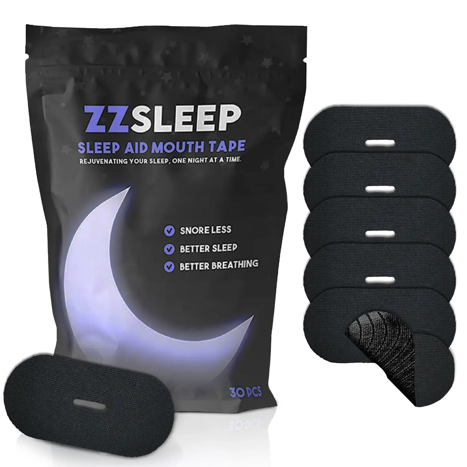 ZZSleep Tape - Mouth Tape (30 Strips) for Snore Prevention, Improved Respiratory Efficiency & Restful, Comfortable Sleep