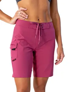 Maui Rippers Women's 9" Classic Boardshorts Desert Rose - Midrise Above the Knee Cargo Style with Drawstring & Key Pocket - Summer Sportswear