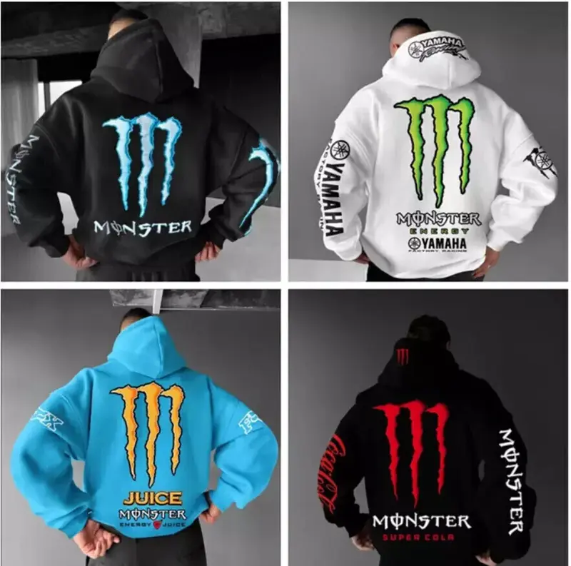 Monster Energy Claw Streetwear Hoodie Unisex Oversized Graphic Pullover Racing Inspired Sport Style Sweatshirt Gift for Car Lovers & Trendy Fans
