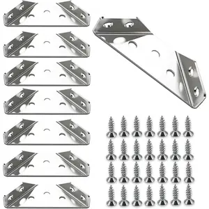 Universal stainless steel furniture corner code, 10 shelf brackets, suitable for furniture corner code, wooden furniture triangle stabilizer, including 70 screws. silvery Magnetic Action Figure with Articulation Birthday Party Decoration Set bucket