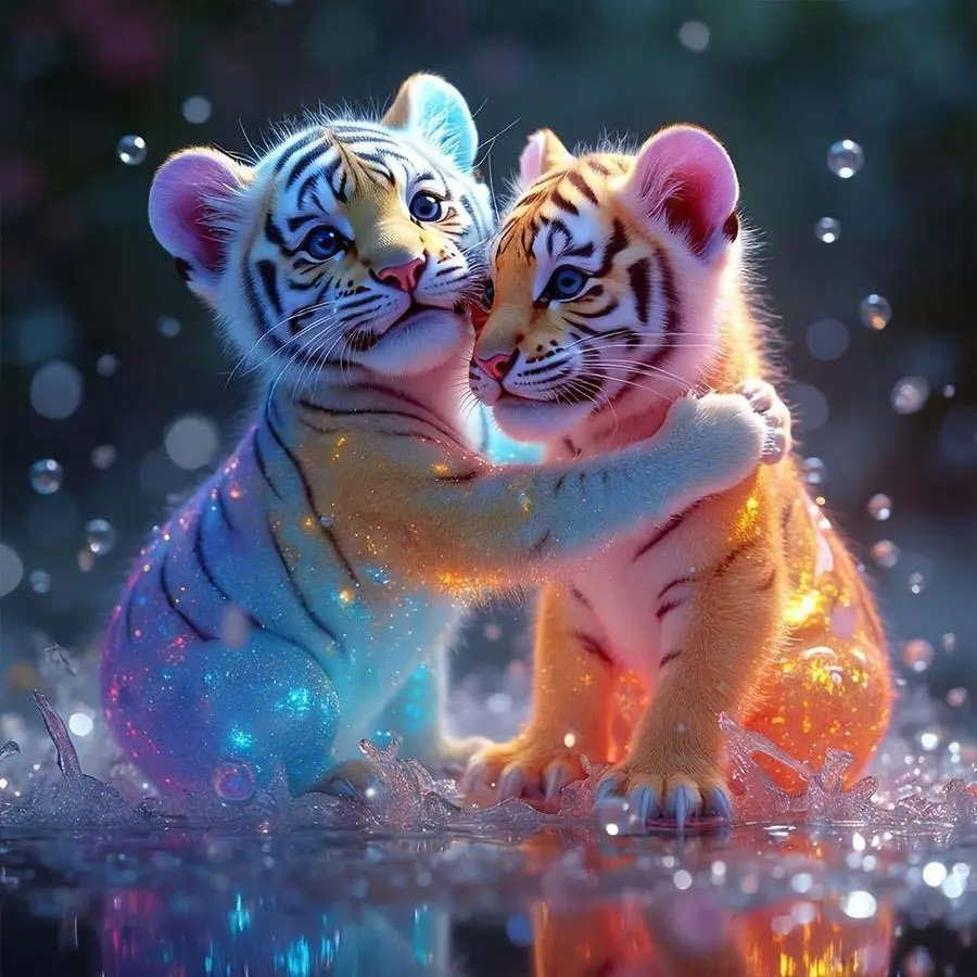 Cute Tiger Pattern DIY Diamond Arts Colorful Painting Kit without Frame, DIY 5D Diamond Arts Colorful Painting Kit, Wall Art Decor for Home, Diamond Painting Kits