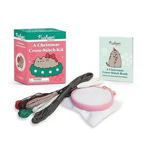 Pusheen Christmas Cross-Stitch Kit - RP Minis DIY Needlework Craft Kit, Including Aida Cloth, for Holiday Projects