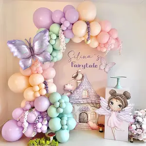 Fairy Butterfly Balloon Arch Kit,125Pcs Pastel   Balloon Garland with Butterfly Foil Balloons for Fairytale Birthday  Shower Wedding Party Decorations