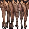 Women's Floral Hollow-Out Fishnet Thigh-High Stockings, Sheer Garter Stockings for Party, Soft Breathable Lingerie, All Seasons, Ladies Stockings