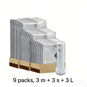 Travel Vacuum Compression Storage Bags with USB Rechargeable Electric Pump Ultra Compact Lightweight Space Savers for Clothing & Travel Essentials Zipper Pouches Outdoor Packing System Hand Organizer Perfect for Carry-On Suitcases, Travel Accessories