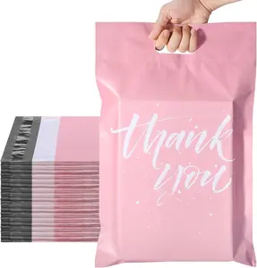Poly Mailers 12x15.5 100 Pcs | Upgrade Design Shipping Bags with Handle | Mailing Envelopes for Clothing with Self Adhesive | Easy to Carry, Waterproof and Tear-Proof Postal Bags Light Pink