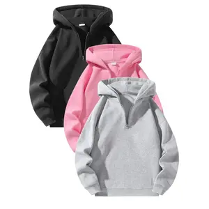 Men's Solid Half Zip Thermal Lined Hoodie, Casual Regular Fit Long Sleeve Hooded Sweatshirt for Fall & Winter, Men's Clothes for Daily Wear, Athletic SweatshirtFXAT