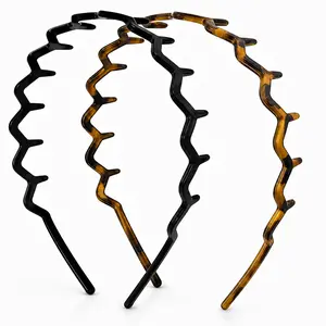 Women's 2-Pack Non-Slip Wave Headbands, Zig-Zag Tooth Design Aesthetic Headbands for Makeup, Daily Use, Love Gift