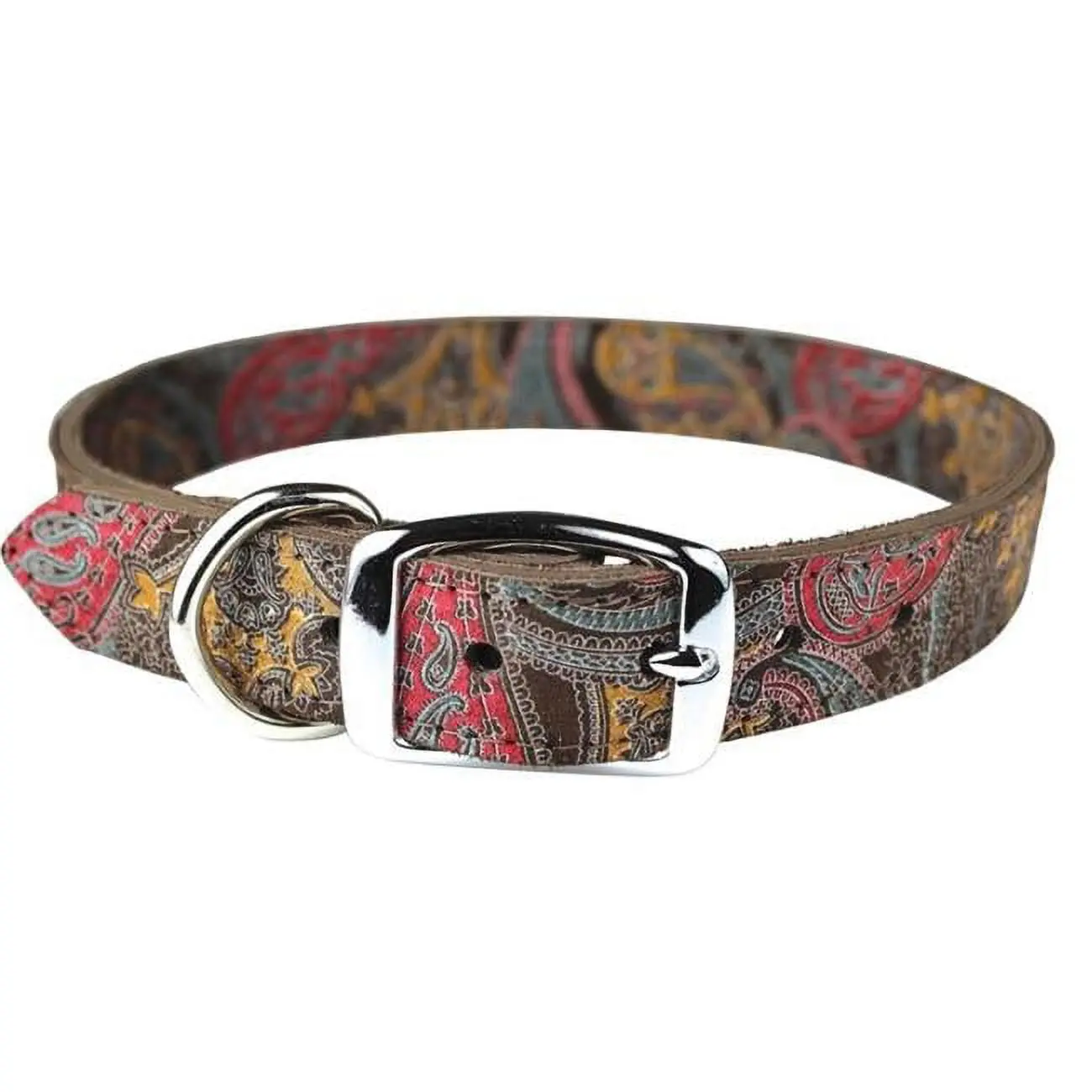 Leather Brothers 6248-CH24 1 x 24 in. Paisley Dog Collar, Chocolate