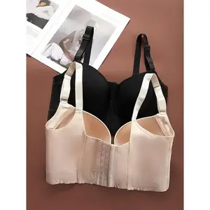 Oversized bra, paired with thin fabric and underwear, featuring eight rows of adjustable hooks to prevent side bulges and sagging, wide back and chest support, providing comfortable, breathable, and soft underwear support.