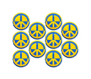 10 Pack - Peace Symbol Ukrainian Support Pinback Button Badges - 3 Inch